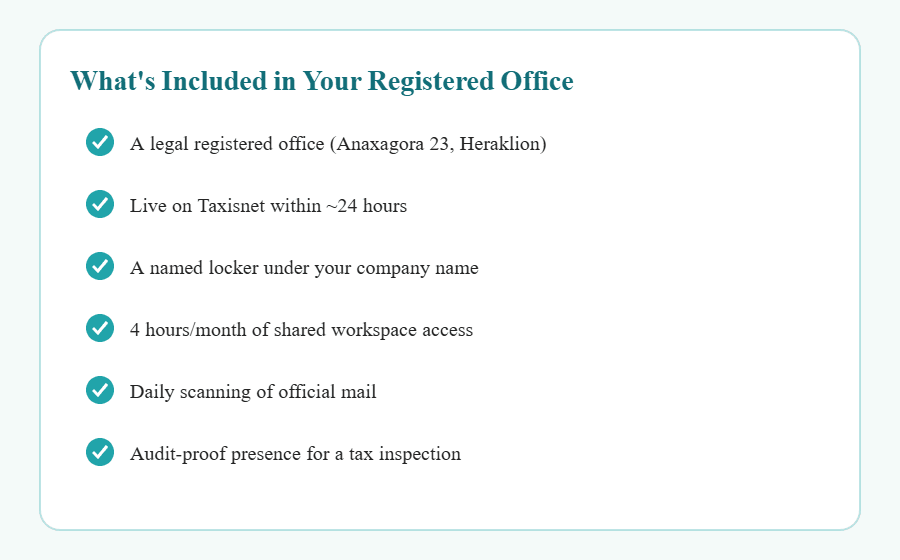 What is included in a registered office for content creators checklist