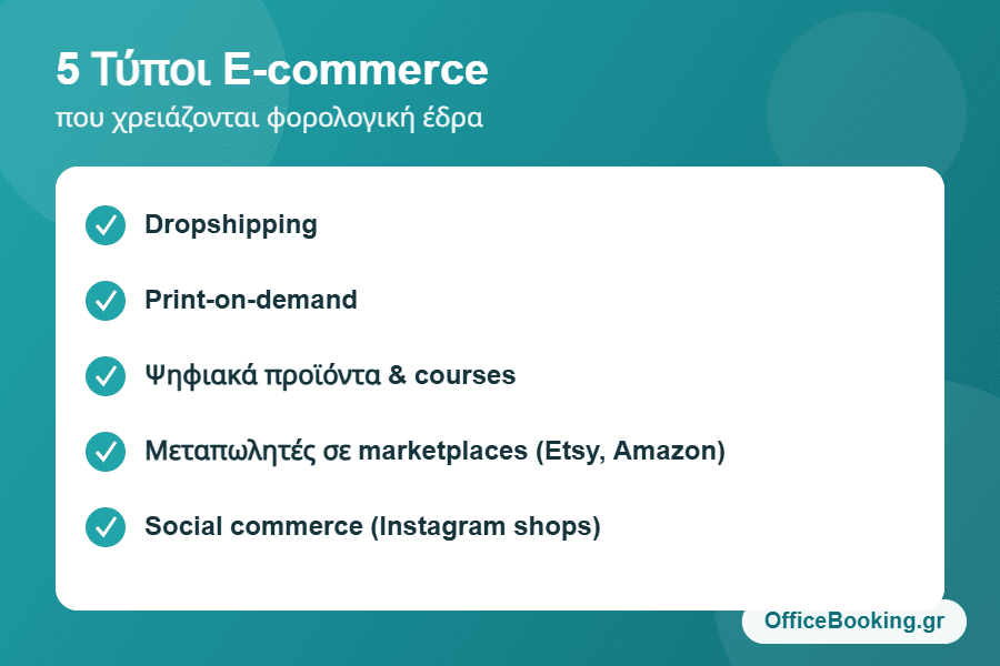 5 τύποι e-commerce που χρειάζονται φορολογική έδρα για e-commerce