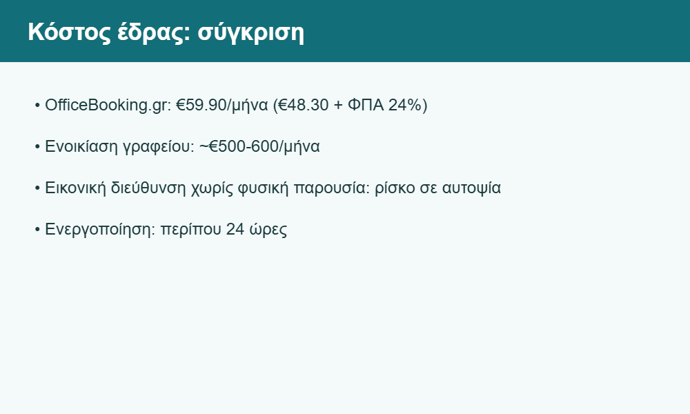 κόστος φορολογική έδρα για ασφαλιστικούς συμβούλους σε σύγκριση με γραφείο