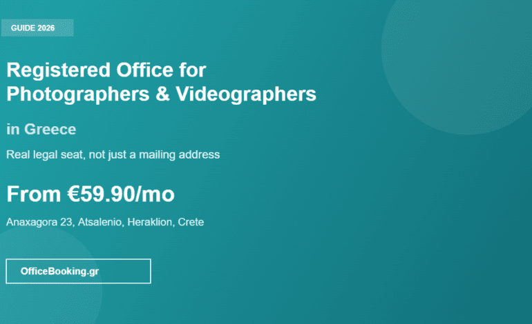 registered office for photographers in Greece - OfficeBooking.gr 2026 guide