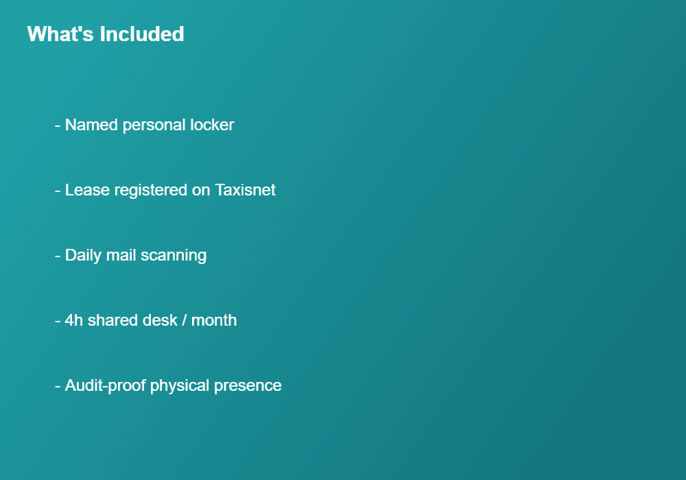 what is included in a registered office for online tutors in Greece checklist