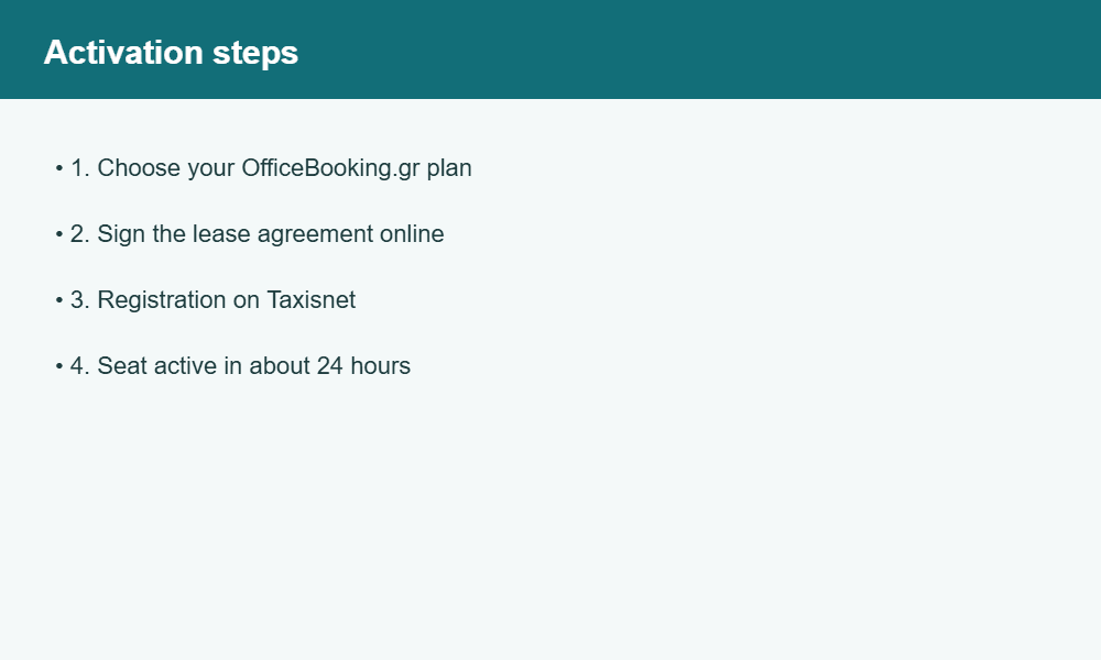 activation steps for registered office for insurance advisors in greece