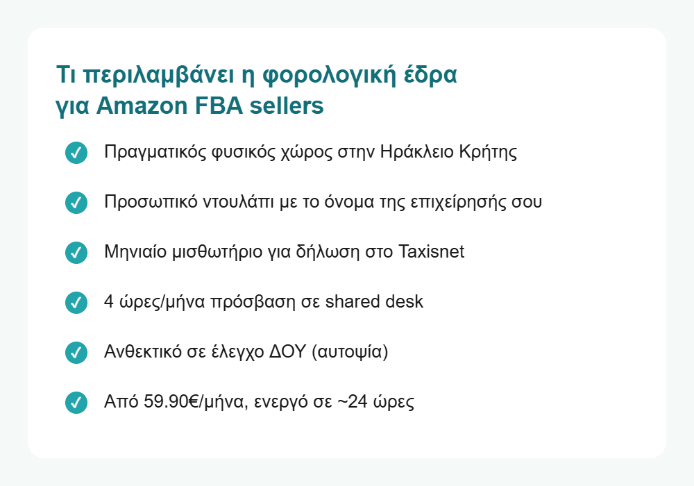 τι περιλαμβάνει η φορολογική έδρα για Amazon FBA sellers