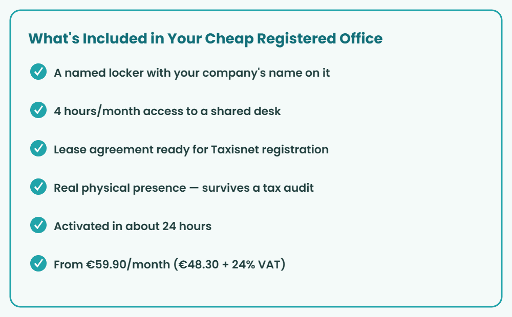 Checklist: what is included in the cheap registered office Greece by OfficeBooking.gr