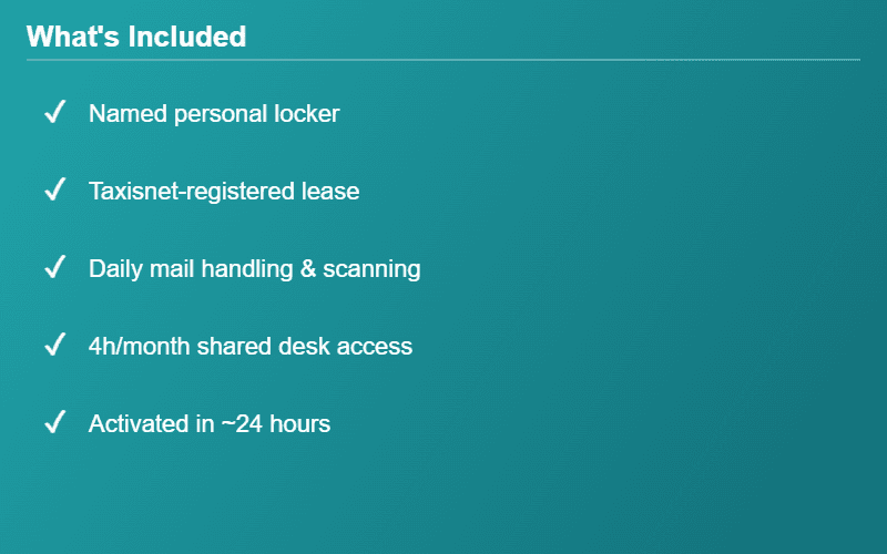 what's included in a registered office for cleaning professionals in Greece
